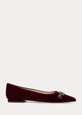 Burgundy Women’s Ralph Lauren Lilah Velvet Ballet Flat Shoes