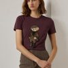 Burgundy Women’s Ralph Lauren Tweed Bear Cotton T Shirts Burgundy Women’s Ralph Lauren Tweed Bear Cotton T Shirts