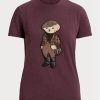 Burgundy Women’s Ralph Lauren Tweed Bear Cotton T Shirts Burgundy Women’s Ralph Lauren Tweed Bear Cotton T Shirts