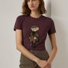 Burgundy Women’s Ralph Lauren Tweed Polo Bear Cotton T Shirts Burgundy Women’s Ralph Lauren Tweed Polo Bear Cotton T Shirts
