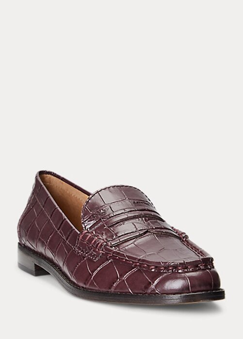 Burgundy Women’s Ralph Lauren Wynnie Embossed Leather Loafers Burgundy Women’s Ralph Lauren Wynnie Embossed Leather Loafers