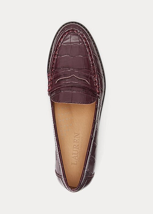 Burgundy Women’s Ralph Lauren Wynnie Embossed Leather Loafers Burgundy Women’s Ralph Lauren Wynnie Embossed Leather Loafers