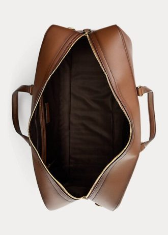 Chocolate Men’s Ralph Lauren Quilted Burnished Calfskin Duffle Bags