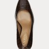 Chocolate Women’s Ralph Lauren Camila Embossed Leather Heels