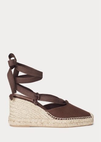 Chocolate Women’s Ralph Lauren Canvas Wedge Espadrille