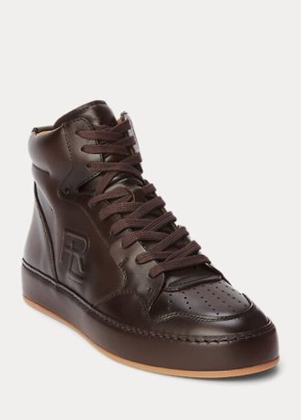Chocolate Women’s Ralph Lauren Jaemyn Calfskin High-Top Sneakers