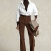 Chocolate Women’s Ralph Lauren Lambskin Suede Patch-Pocket Flare Pants Chocolate Women’s Ralph Lauren Lambskin Suede Patch-Pocket Flare Pants