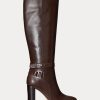 Chocolate Women’s Ralph Lauren Makenna Burnished Leather Riding Boots