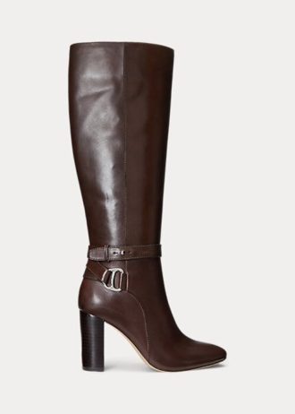 Chocolate Women’s Ralph Lauren Makenna Burnished Leather Riding Boots