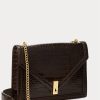 Chocolate Women’s Ralph Lauren Polo ID Croc-Embossed Envelope Chain Handbag