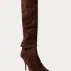 Chocolate Women’s Ralph Lauren Zoe Tall Sueded Calfskin Boots