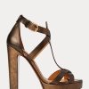 Copper Women’s Ralph Lauren Dakota Metallic Calfskin Sandals