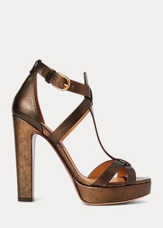 Copper Women’s Ralph Lauren Dakota Metallic Calfskin Sandals