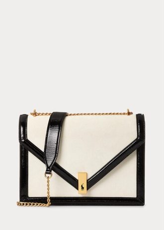 Cream/Black Women’s Ralph Lauren Polo ID Suede Envelope Crossbody Bags