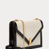Cream/Black Women’s Ralph Lauren Polo ID Suede Envelope Crossbody Bags