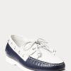 Cream / Navy Men’s Ralph Lauren Merton Two-Tone Leather Casual Shoes