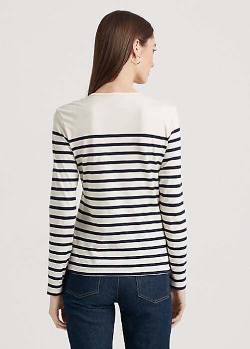 Cream / Navy Women’s Ralph Lauren Floral & Striped Jersey Long-Sleeve T Shirts Cream / Navy Women’s Ralph Lauren Floral & Striped Jersey Long-Sleeve T Shirts