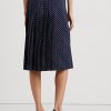 Cream / Navy Women’s Ralph Lauren Polka-Dot Pleated Crepe Skirts