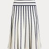 Cream / Navy Women’s Ralph Lauren Striped Knit Midi Skirts