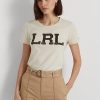 Cream Women’s Ralph Lauren Beaded-Logo Jersey T Shirts