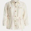 Cream Women’s Ralph Lauren Belted Herringbone Linen Jackets