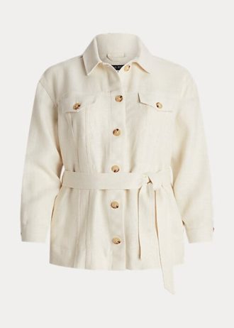 Cream Women’s Ralph Lauren Belted Herringbone Linen Jackets