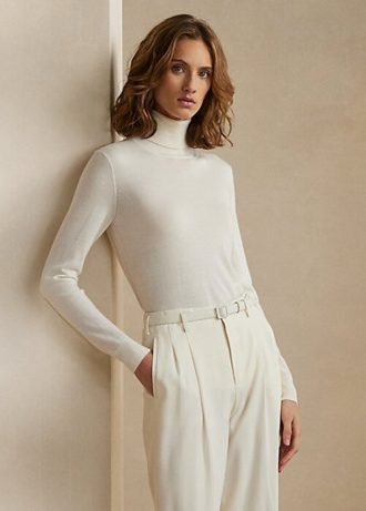 Cream Women’s Ralph Lauren Cashmere Turtleneck Sweaters