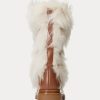 Cream Women’s Ralph Lauren Celia Shearling & Burnished Leather Boots