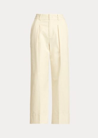 Cream Women’s Ralph Lauren Double-Faced Stretch Cotton Ankle Pants
