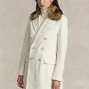Cream Women’s Ralph Lauren Faux Fur-Collar Double-Breasted Coats Cream Women’s Ralph Lauren Faux Fur-Collar Double-Breasted Coats