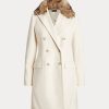 Cream Women’s Ralph Lauren Faux Fur-Collar Double-Breasted Coats Cream Women’s Ralph Lauren Faux Fur-Collar Double-Breasted Coats