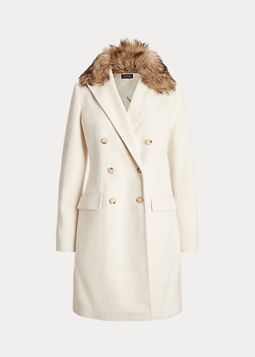 Cream Women’s Ralph Lauren Faux Fur-Collar Double-Breasted Coats Cream Women’s Ralph Lauren Faux Fur-Collar Double-Breasted Coats