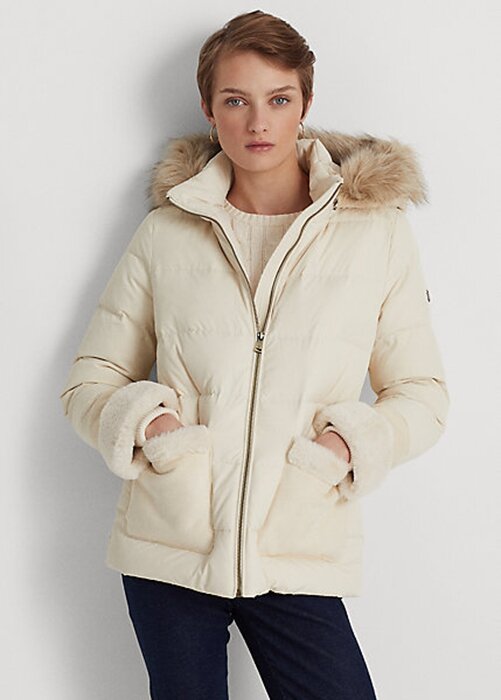 Cream Women’s Ralph Lauren Faux Fur-Trim Down Coats Cream Women’s Ralph Lauren Faux Fur-Trim Down Coats