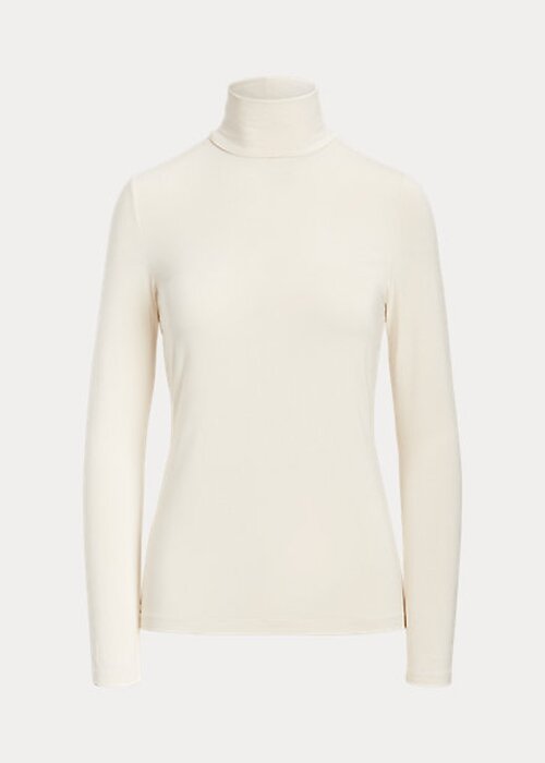 Cream Women’s Ralph Lauren Jersey Turtleneck T Shirts Cream Women’s Ralph Lauren Jersey Turtleneck T Shirts
