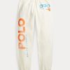 Cream Women’s Ralph Lauren Logo & Wave Graphic Fleece Sweatpants