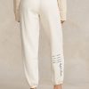 Cream Women’s Ralph Lauren Logo & Wave Graphic Fleece Sweatpants