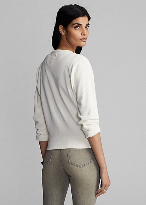 Cream Women’s Ralph Lauren Logo French Terry Crewneck Sweatshirts Cream Women’s Ralph Lauren Logo French Terry Crewneck Sweatshirts