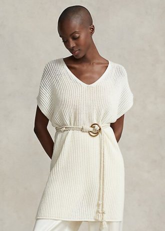 Cream Women’s Ralph Lauren Open-Stitch Merino Wool Tunic Sweaters