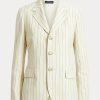 Cream Women’s Ralph Lauren Pinstripe Cotton-Linen-Wool Blazers Cream Women’s Ralph Lauren Pinstripe Cotton-Linen-Wool Blazers