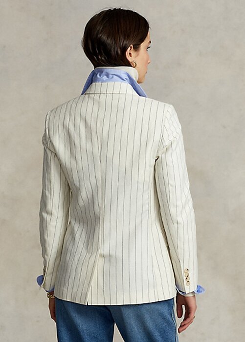 Cream Women’s Ralph Lauren Pinstripe Cotton-Linen-Wool Blazers Cream Women’s Ralph Lauren Pinstripe Cotton-Linen-Wool Blazers