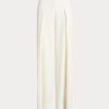 Cream Women’s Ralph Lauren Pleated Crepe Wide-Leg Pants