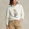 Cream Women’s Ralph Lauren Polo Bear Fleece Crewneck Sweatshirts
