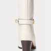 Cream Women’s Ralph Lauren Polo ID Waxed Calfskin Boots
