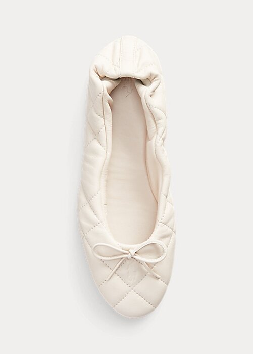 Cream Women’s Ralph Lauren Quilted Lambskin Ballet Flat Shoes Cream Women’s Ralph Lauren Quilted Lambskin Ballet Flat Shoes