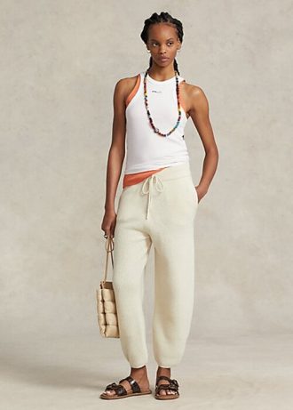 Cream Women’s Ralph Lauren Rib-Knit Cashmere-Wool Sweater Pants