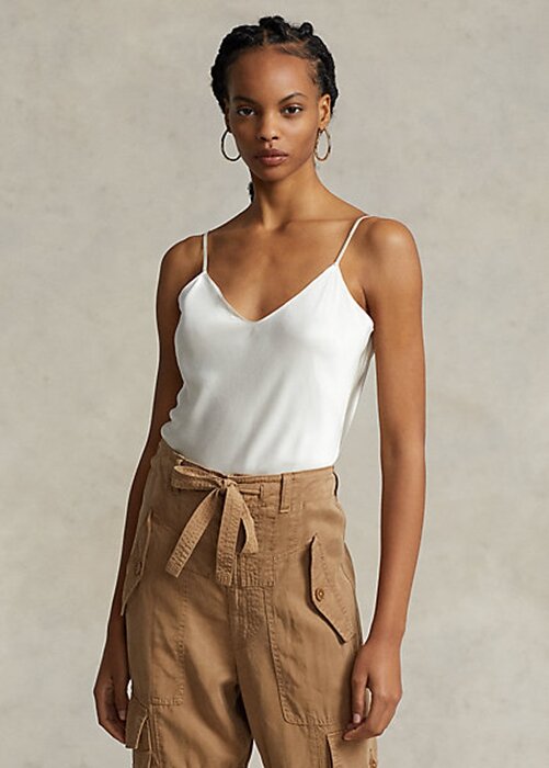 Cream Women’s Ralph Lauren Silk Camisole Tops Cream Women’s Ralph Lauren Silk Camisole Tops