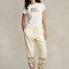 Cream Women’s Ralph Lauren Snowflake-Motif Fleece Sweatpants