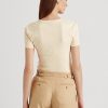 Cream Women’s Ralph Lauren Stretch Cotton T Shirts Cream Women’s Ralph Lauren Stretch Cotton T Shirts