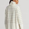 Cream Women’s Ralph Lauren Striped Performance Fleece Pullover Sweaters