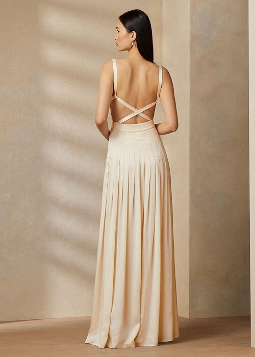 Cream Women’s Ralph Lauren Talbert Crepe-Back-Satin Evening Dress Cream Women’s Ralph Lauren Talbert Crepe-Back-Satin Evening Dress